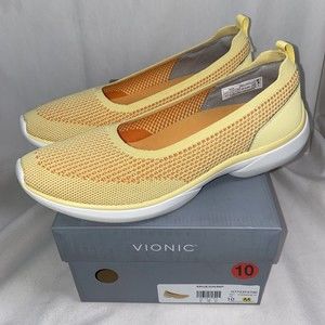 New Vionic Women's Vortex Kallie Slip-on Walking Shoes Size 10 Flat Yellow